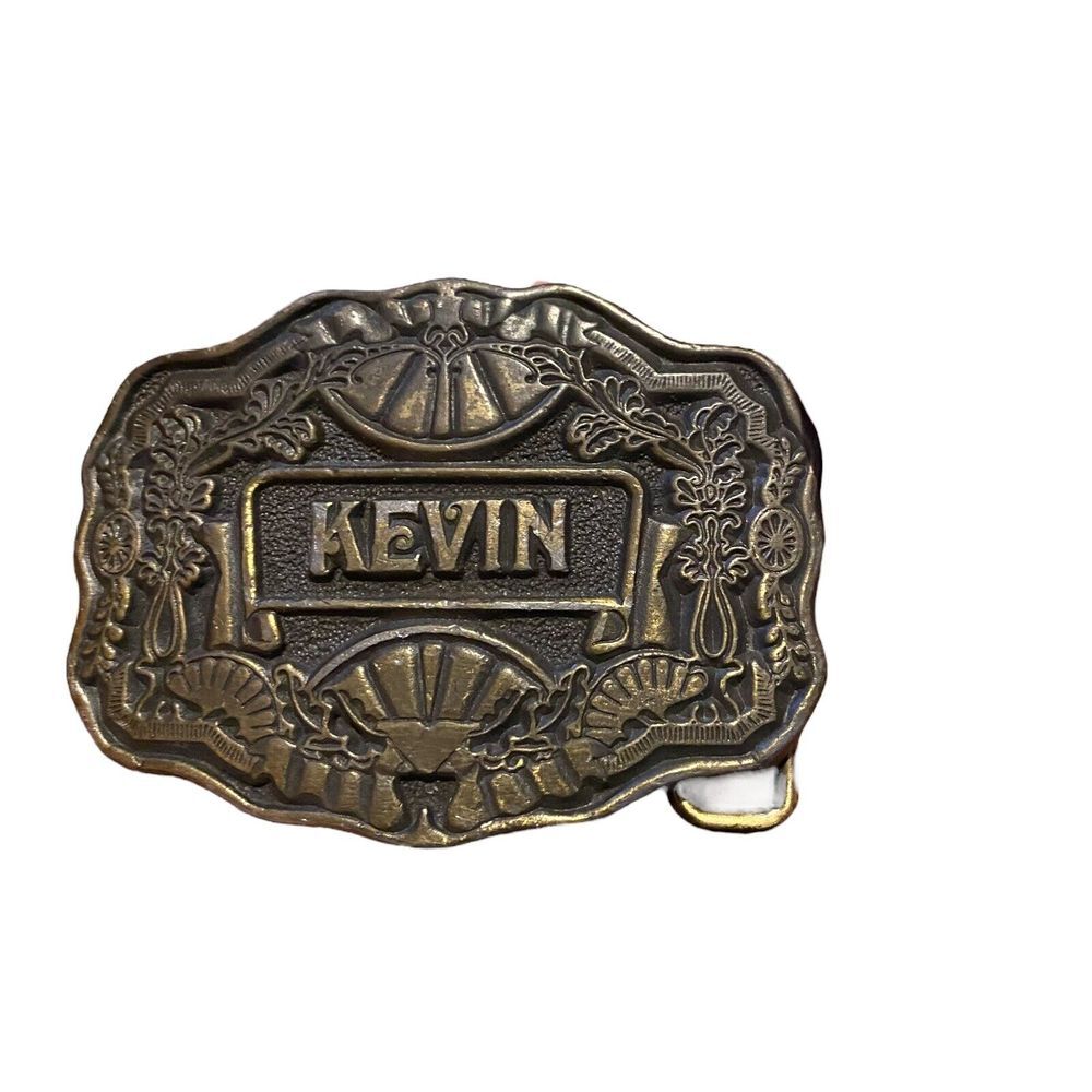 "Kevin" Personalized Name By Oden Inc. Vintage‎ Waist Belt Buckle Western Brass